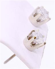 Gold-Diamond Earrings 2 Diamonds 1.44 Carat T.W. 14K White Gold 1.99g